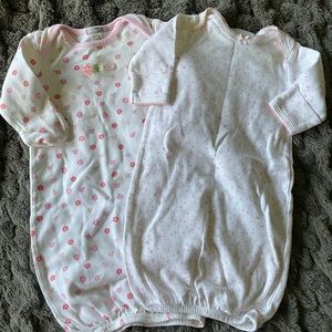 GUC 2 Cotton Sleep sack style Onesies/Gowns Carter’s & Just One Year NB 0-3mos